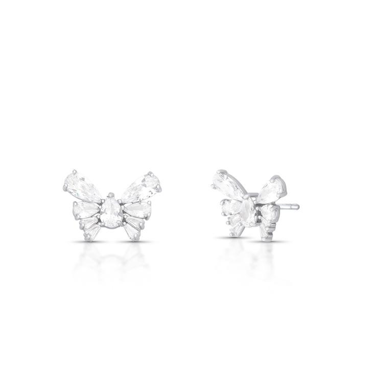 *Brinco Borboleta Pedra Gota Cristal