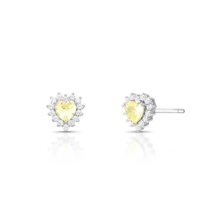 *Brinco Coração Cristal Yellow Fancy