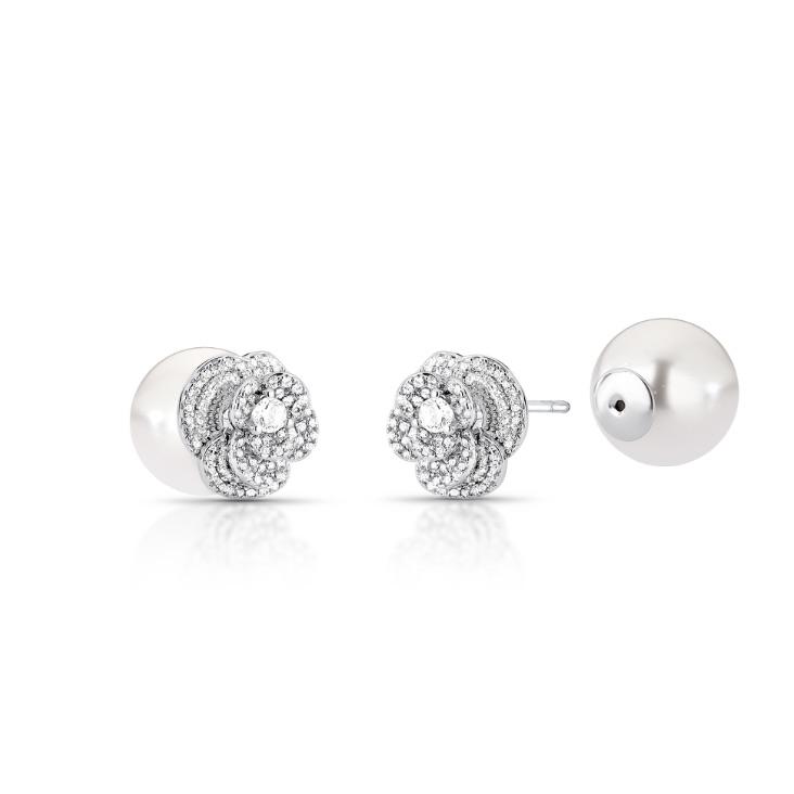 *Brinco Ear Jacket Flor Cristal