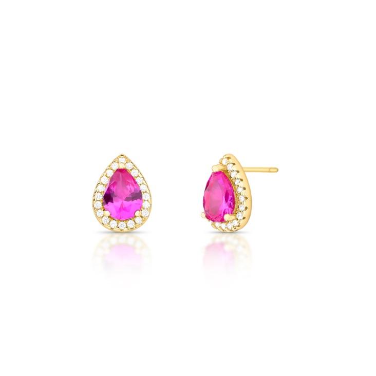 *Brinco Gota Pink e Zircônias