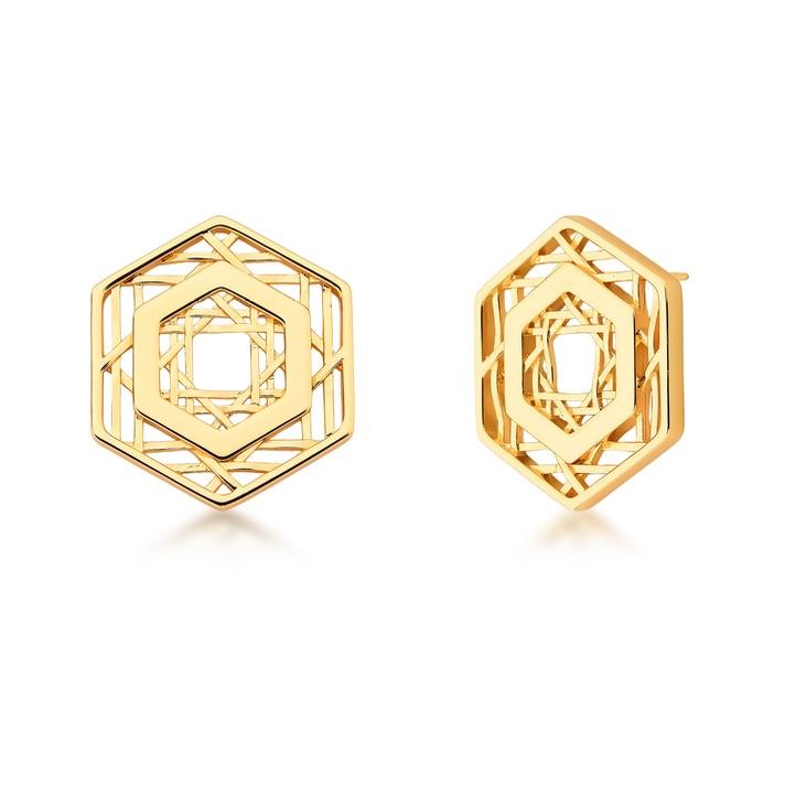 *Brinco Hexagonal Vazado