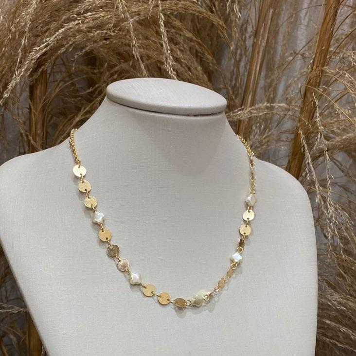 Choker Trevo Pérola e Círculos