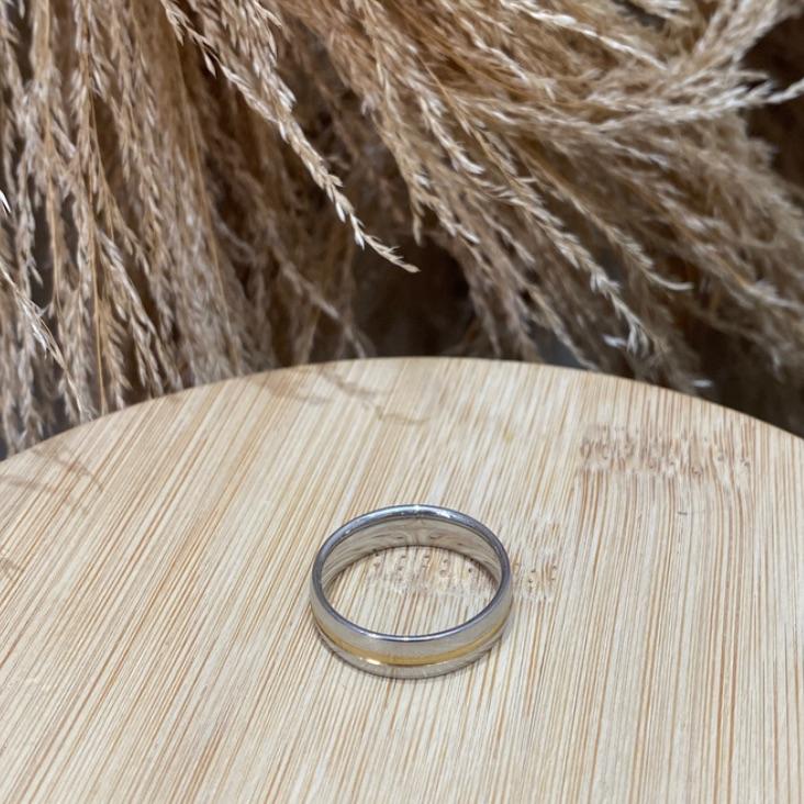 Aliança Steel Dourada com Friso Dourado  6mm