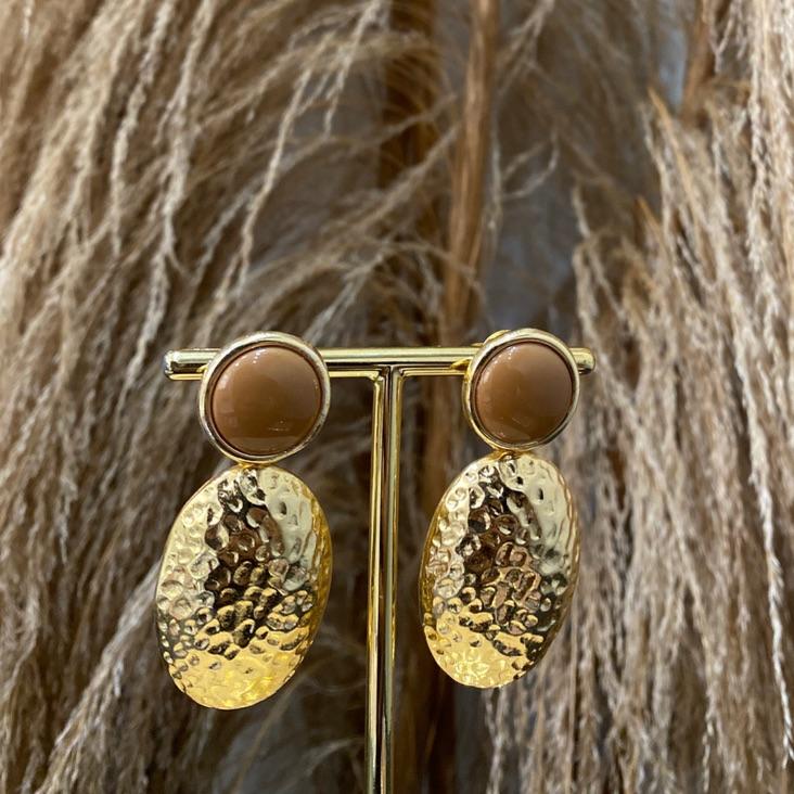Argola  Trabalhado Circulo Marrom