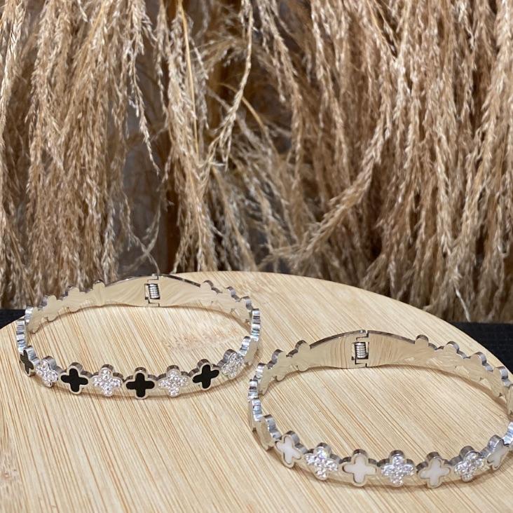 Bracelete Trevo Liso e Crav