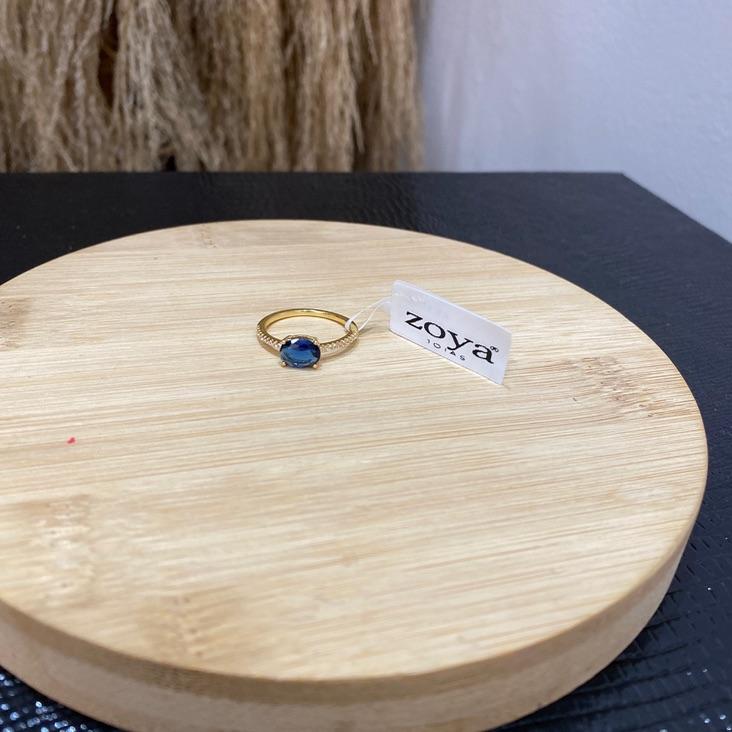 Anel Pedra Oval Deitada Azul