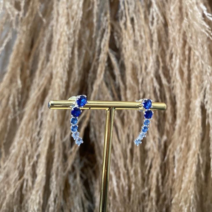 Brinco Ear Cuff Cristais Azul