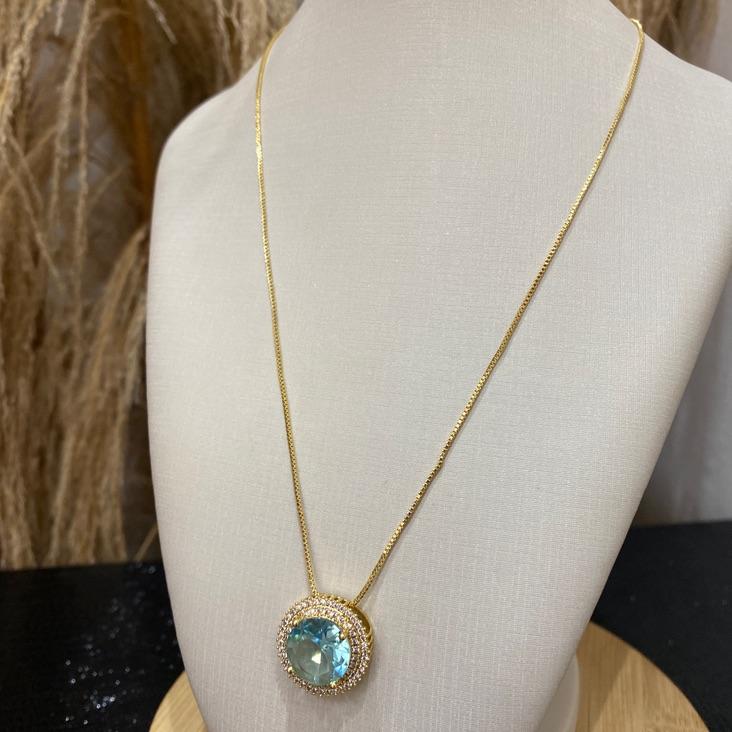 Colar Circulo Aqcua Blue