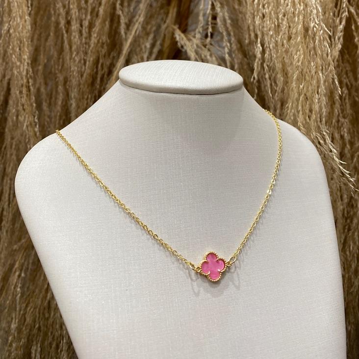 Colar Trevo Rosa